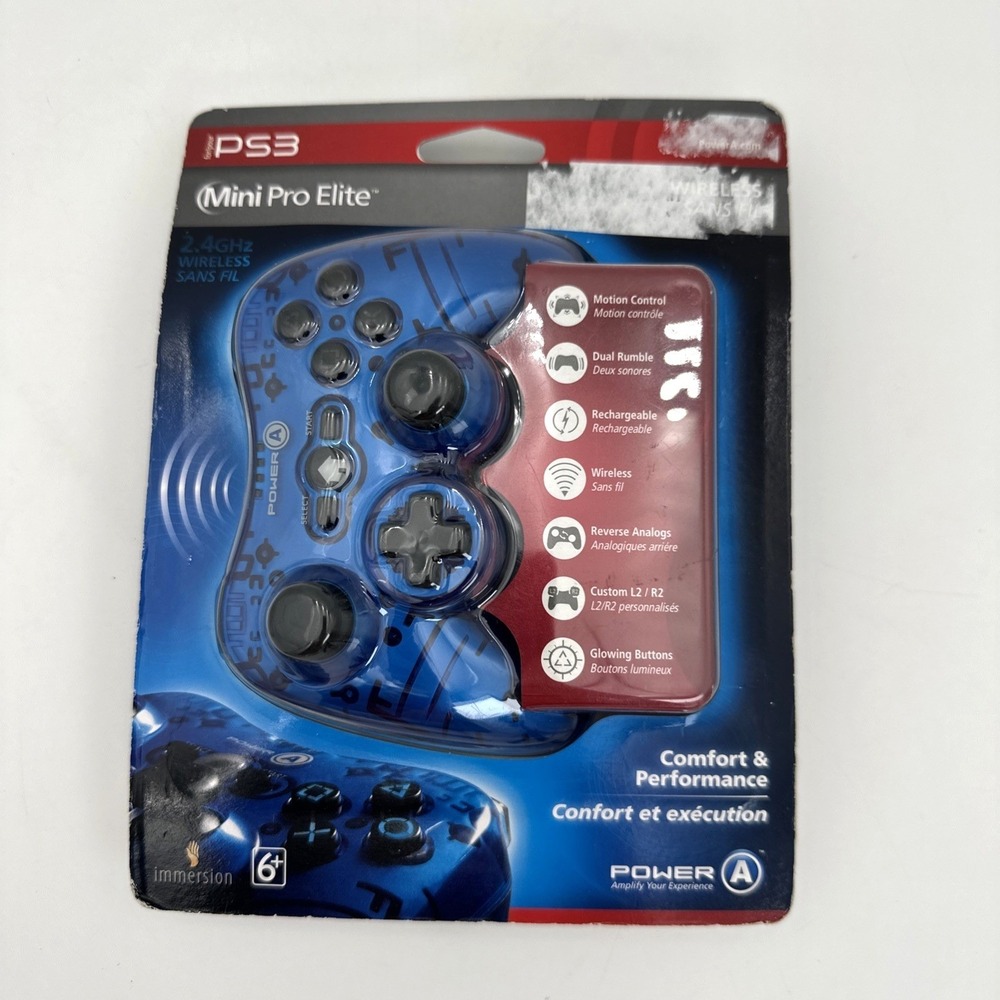 PowerA Mini Pro Elite Wireless Controller PS3 Blue New Sealed Motion Control